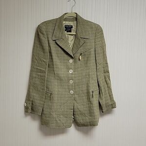 Escada Elements vintage women's linen/nylon tweed blazer sz 36/ US 6 cream/grey